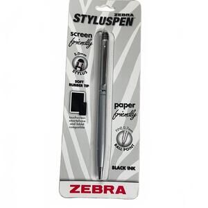 Zebra Stylus/Pen Combination Twist Ballpoint Silver New